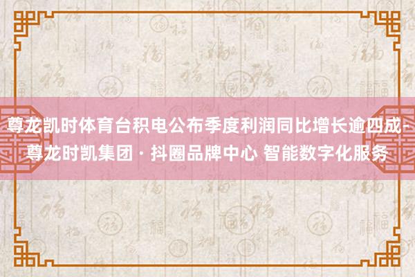 尊龙凯时体育台积电公布季度利润同比增长逾四成-尊龙时凯集团 · 抖圈品牌中心 智能数字化服务
