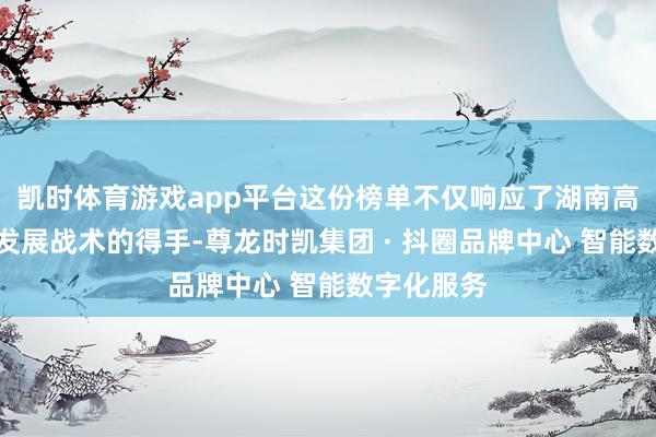 凯时体育游戏app平台这份榜单不仅响应了湖南高校互异化发展战术的得手-尊龙时凯集团 · 抖圈品牌中心 智能数字化服务