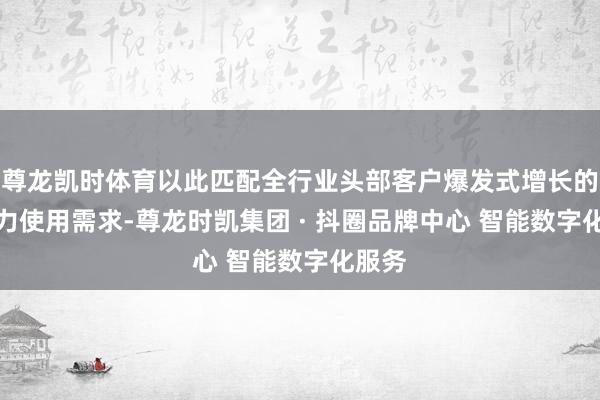 尊龙凯时体育以此匹配全行业头部客户爆发式增长的AI算力使用需求-尊龙时凯集团 · 抖圈品牌中心 智能数字化服务