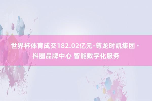 世界杯体育成交182.02亿元-尊龙时凯集团 · 抖圈品牌中心 智能数字化服务