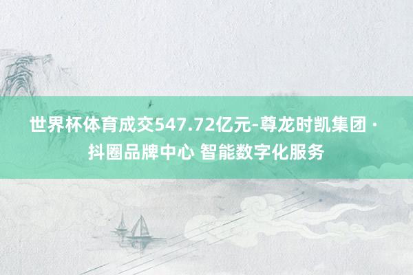 世界杯体育成交547.72亿元-尊龙时凯集团 · 抖圈品牌中心 智能数字化服务