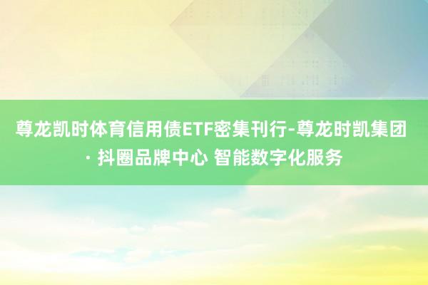 尊龙凯时体育信用债ETF密集刊行-尊龙时凯集团 · 抖圈品牌中心 智能数字化服务