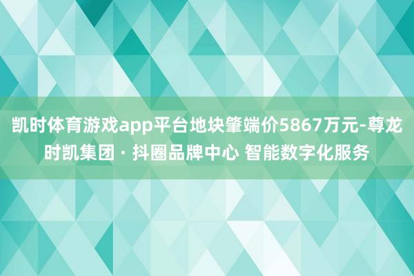 凯时体育游戏app平台地块肇端价5867万元-尊龙时凯集团 · 抖圈品牌中心 智能数字化服务