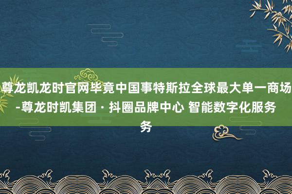尊龙凯龙时官网毕竟中国事特斯拉全球最大单一商场-尊龙时凯集团 · 抖圈品牌中心 智能数字化服务