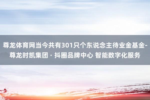 尊龙体育网当今共有301只个东说念主待业金基金-尊龙时凯集团 · 抖圈品牌中心 智能数字化服务