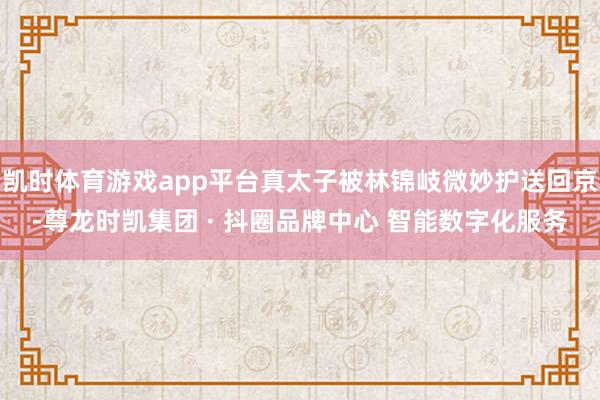 凯时体育游戏app平台真太子被林锦岐微妙护送回京-尊龙时凯集团 · 抖圈品牌中心 智能数字化服务