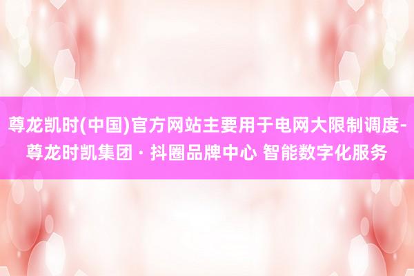尊龙凯时(中国)官方网站主要用于电网大限制调度-尊龙时凯集团 · 抖圈品牌中心 智能数字化服务