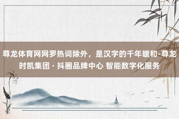 尊龙体育网网罗热词除外，是汉字的千年暖和-尊龙时凯集团 · 抖圈品牌中心 智能数字化服务